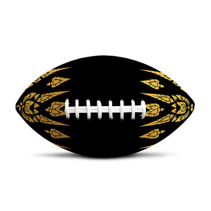 Gold And Black Thai Pattern Print Rugby Ball
