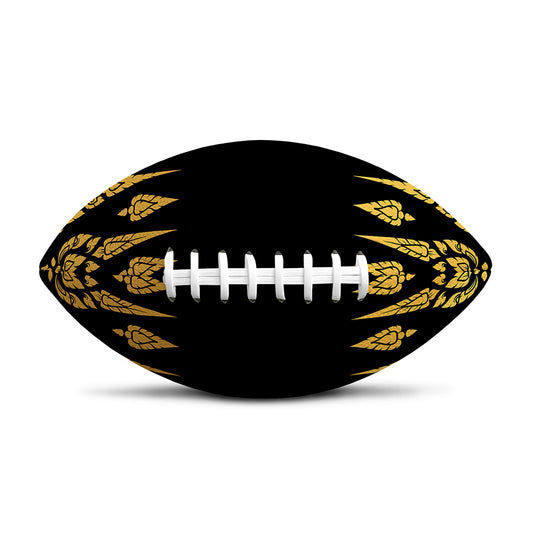 Gold And Black Thai Pattern Print Rugby Ball