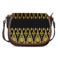 Gold And Black Thai Pattern Print Saddle Bag