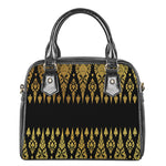 Gold And Black Thai Pattern Print Shoulder Handbag