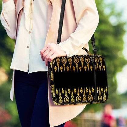Gold And Black Thai Pattern Print Shoulder Strap Bible Bag