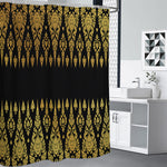 Gold And Black Thai Pattern Print Shower Curtain