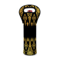 Gold And Black Thai Pattern Print Single Neoprene Wine Tote