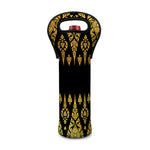 Gold And Black Thai Pattern Print Single Neoprene Wine Tote