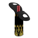 Gold And Black Thai Pattern Print Single Neoprene Wine Tote