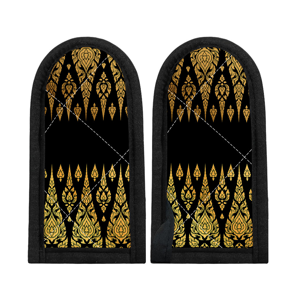 Gold And Black Thai Pattern Print Skillet Handle Cover