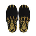 Gold And Black Thai Pattern Print Slippers