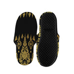 Gold And Black Thai Pattern Print Slippers
