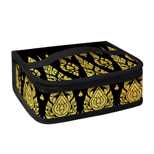 Gold And Black Thai Pattern Print Small Lunch Bag