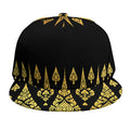 Gold And Black Thai Pattern Print Snapback Cap