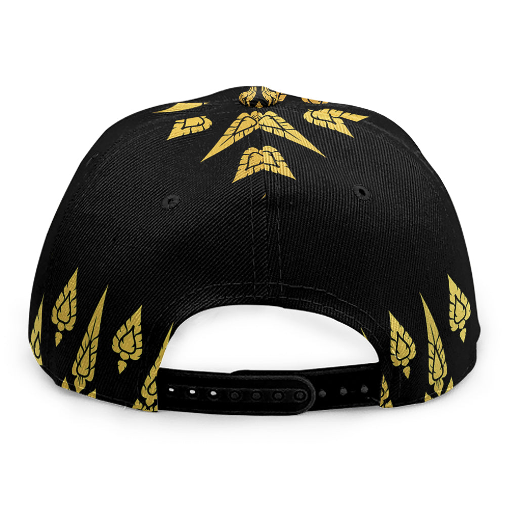 Gold And Black Thai Pattern Print Snapback Cap