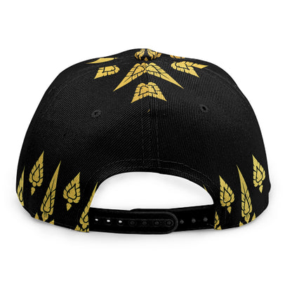 Gold And Black Thai Pattern Print Snapback Cap