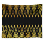 Gold And Black Thai Pattern Print Tapestry