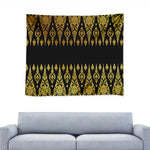Gold And Black Thai Pattern Print Tapestry