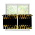 Gold And Black Thai Pattern Print Tier Curtains