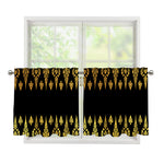 Gold And Black Thai Pattern Print Tier Curtains
