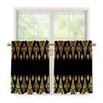 Gold And Black Thai Pattern Print Tier Curtains