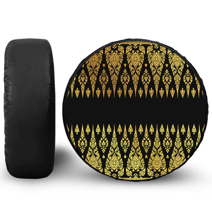 Gold And Black Thai Pattern Print Tire Cover