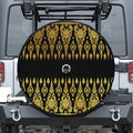 Gold And Black Thai Pattern Print Tire Cover With Camera Hole