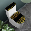 Gold And Black Thai Pattern Print Toilet Lid And Tank Cover Set
