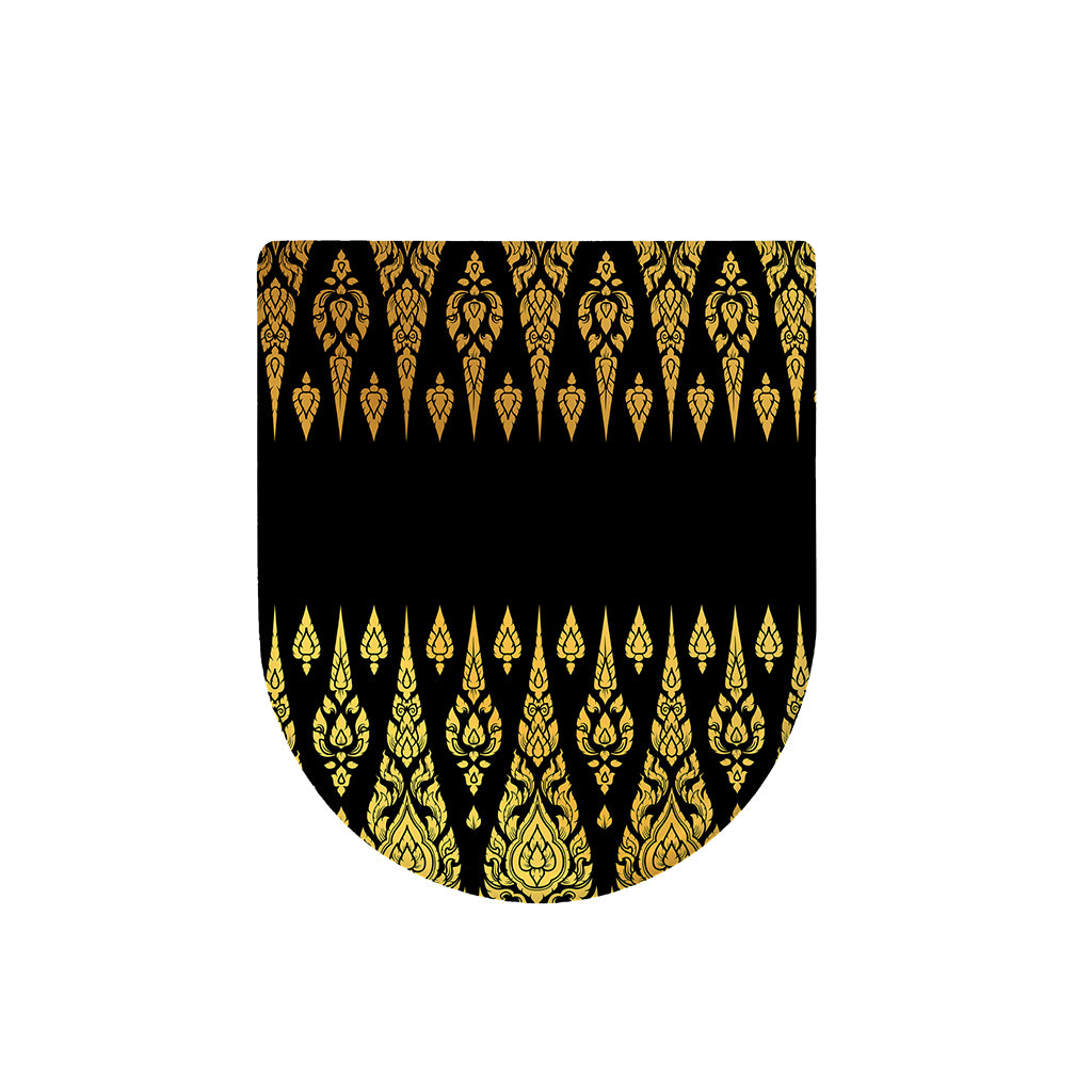 Gold And Black Thai Pattern Print Toilet Lid Cover