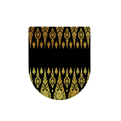Gold And Black Thai Pattern Print Toilet Lid Cover