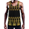 Gold And Black Thai Pattern Print Men's Workout Tank Top