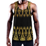 Gold And Black Thai Pattern Print Training Tank Top