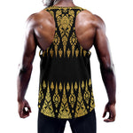 Gold And Black Thai Pattern Print Training Tank Top