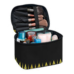 Gold And Black Thai Pattern Print Travel Makeup Bag