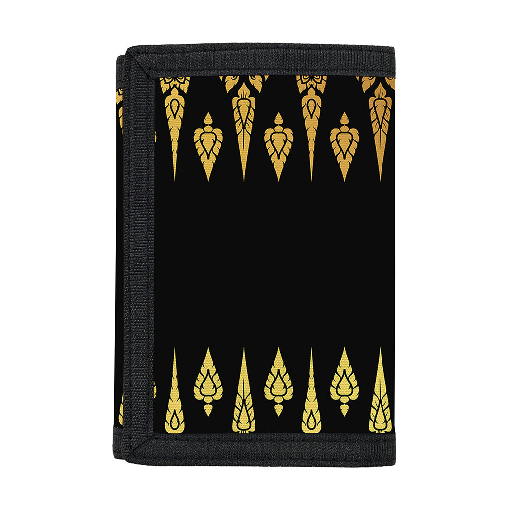 Gold And Black Thai Pattern Print Trifold Wallet