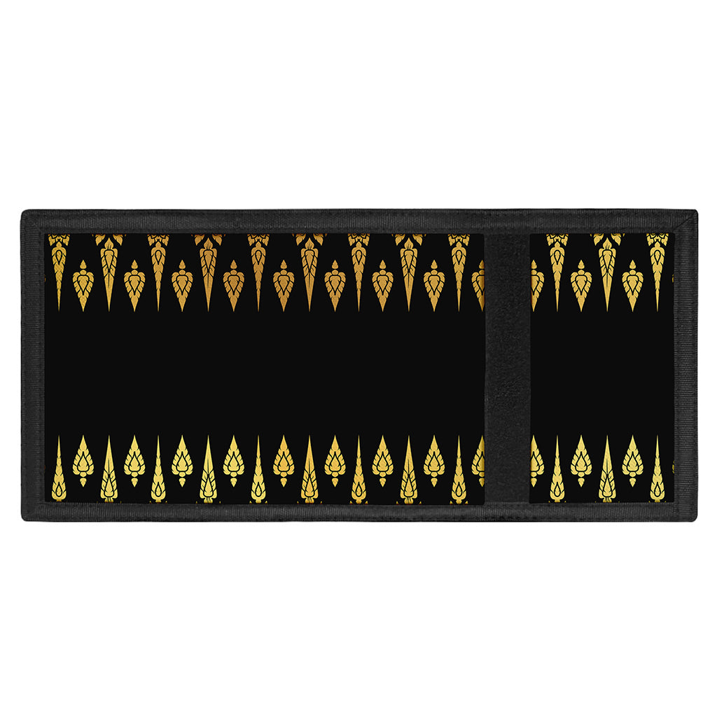 Gold And Black Thai Pattern Print Trifold Wallet