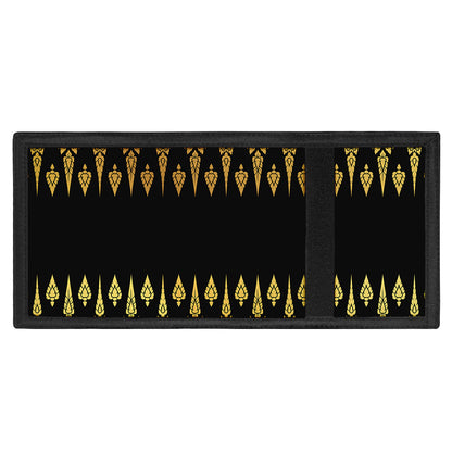 Gold And Black Thai Pattern Print Trifold Wallet