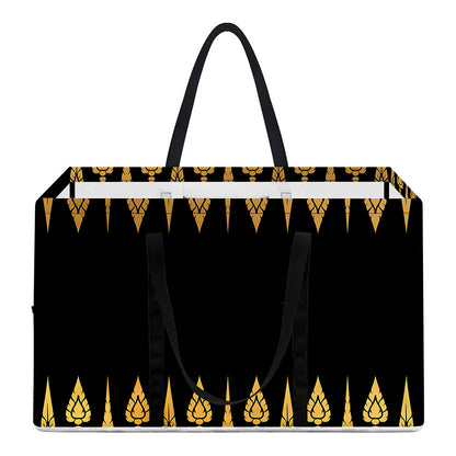 Gold And Black Thai Pattern Print Utility Tote Bag