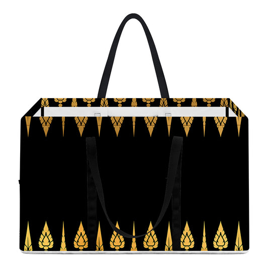 Gold And Black Thai Pattern Print Utility Tote Bag