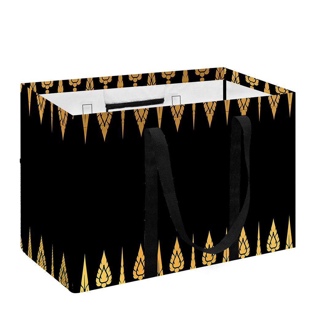 Gold And Black Thai Pattern Print Utility Tote Bag