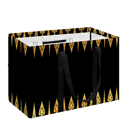 Gold And Black Thai Pattern Print Utility Tote Bag