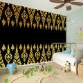 Gold And Black Thai Pattern Print Wall Sticker