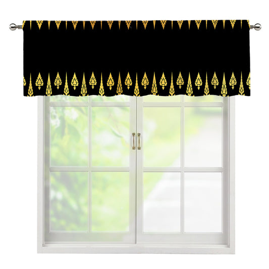 Gold And Black Thai Pattern Print Window Valance