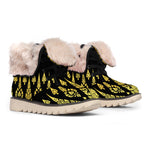 Gold And Black Thai Pattern Print Winter Boots