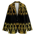 Gold And Black Thai Pattern Print Women's Blazer