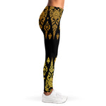 Gold And Black Thai Pattern Print Women's Leggings