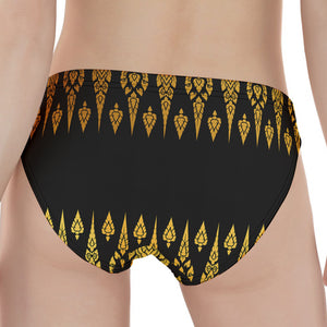 Gold And Black Thai Pattern Print Women's Panties