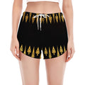 Gold And Black Thai Pattern Print Women's Split Running Shorts