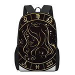Gold And Black Virgo Sign Print 17 Inch Backpack