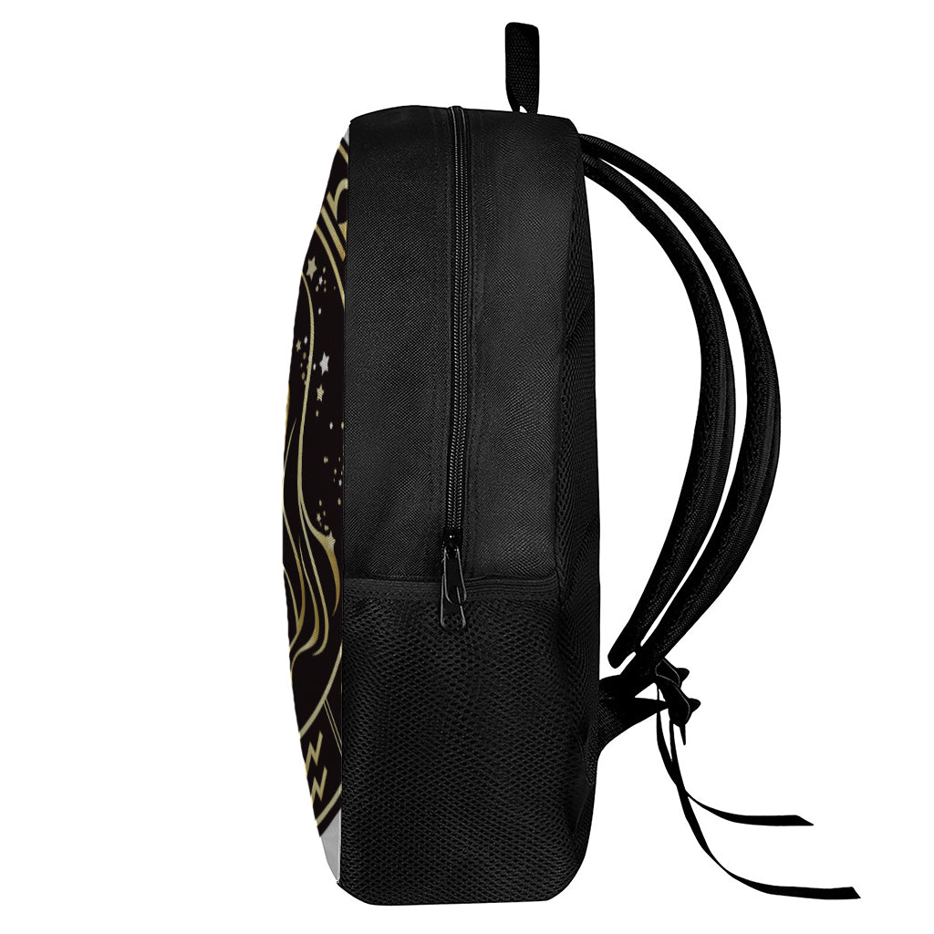 Gold And Black Virgo Sign Print 17 Inch Backpack