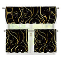 Gold And Black Virgo Sign Print 3 Piece Kitchen Curtains