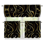 Gold And Black Virgo Sign Print 3 Piece Kitchen Curtains