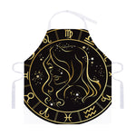 Gold And Black Virgo Sign Print Adjustable Apron