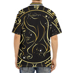 Gold And Black Virgo Sign Print Aloha Shirt